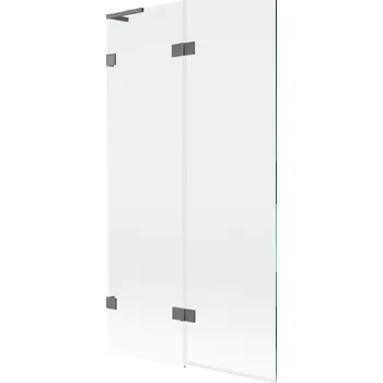 Vanová zástěna Mexen Lunar L vanová zástěna 2-křídlová levá 100 x 150 cm, transparentní, gun metal - 897L-100-100-95-00-L Vanové zástěny