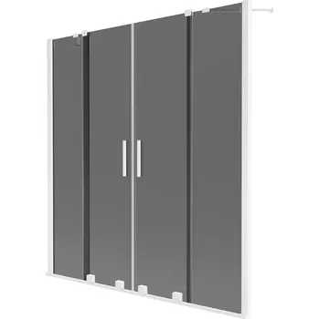 Vanová zástěna Mexen Velar Duo vanová zástěna 2křídlová posuvná 140 x 150 cm, grafit, bílá - 896-140-000-42-20 Vanové zástěny