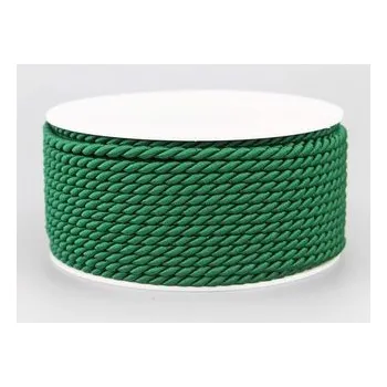 Stuha Provázek kroucený KORDEL tmavě zelený 3mm x 3m (6,- Kč/m) (Provázek dekorační, atlasový, kroucený, tmavě zelený)