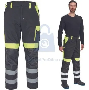 montérky Kalhoty pracovní do pasu MAX VIVO RFLX, CERVA černá/žlutá, 58, balení 1 ks