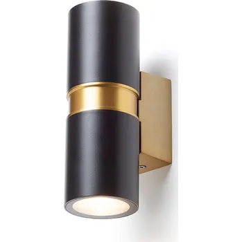 Venkovní osvětlení MANO nástěnná černá/česaná mosaz 230V LED GU10 2x8W IP54