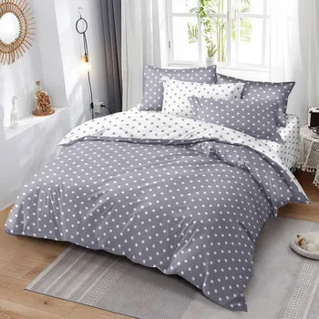 Povlečení Aaram Bavlněné povlečení šedobílé puntíky exklusiv 140x200/70x90/40x50