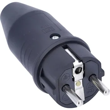 Elektrická zásuvka AS Schwabe 61412 zástrčka plnogumové 230 V černá IP44