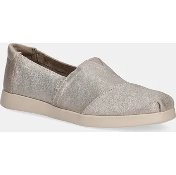 Dámské tenisky Espadrilky Toms CHAMPAGNE METALLIC SUEDE stříbrná barva, 10021548 SLV, EUR 37