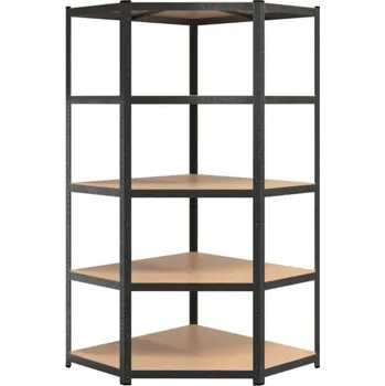 regál Max Rohový kovový regál 180 x 70 x 40 x 43 cm 5 polic 875kg černý