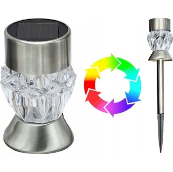 Venkovní osvětlení Zahradní lampa ZAPICHOVACÍ STOJÍCÍ 2v1 SOLÁRNÍ křišťál LED STUDENÁ BÍLÁ + RGB