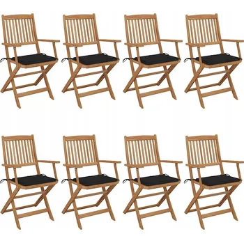 VidaXL Skládací zahradní židle s poduškami, 8 ks, akáciové dřevo