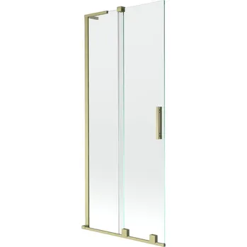 Vanová zástěna Mexen Velar L vanová zástěna 2-křídlová posuvná 85 x 150 cm, transparentní, zlatý kartáčovaný - 896-085-003-01-55 Vanové zástěny