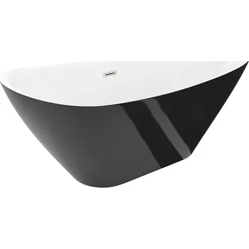 Vana Mexen Lotos volně stojící vana 150 x 75 cm, bílá/černá, přepad kartáčovaný nikl - 52051507775-97 Volně stojící vany