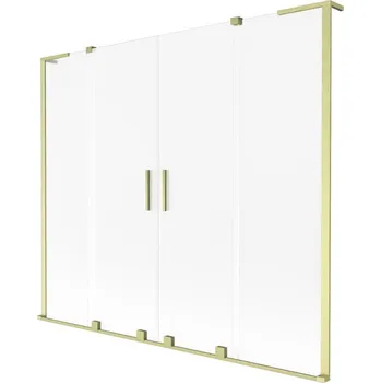 Vanová zástěna Mexen Velar L Duo vanová zástěna 2-křídlová posuvná 180 x 150 cm, námraza, zlatý kartáčovaný - 896-180-003-32-55 Vanové zástěny