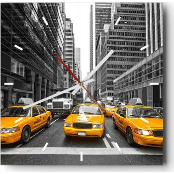 Hodiny Nástěnné hodiny do kuchyně 30x30 Město Stylové hodiny na skle Loft Tiché