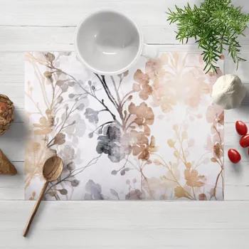 prostírání Sametové prostírání na stůl Tamara TMR-008 Hnědé a šedé pnoucí rostliny 30x40 cm
