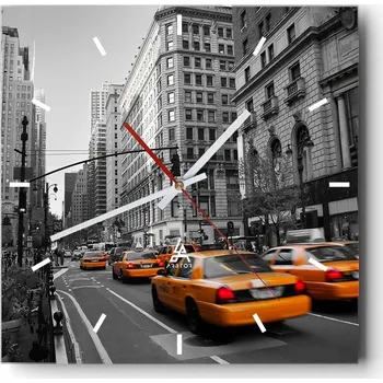 Hodiny Nástěnné hodiny do kuchyně 30x30 Město Stylové hodiny na skle Loft Tiché