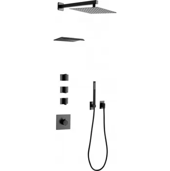 Vodovodní baterie Mexen Boka sada sprchová podomítková, černá - 7603-03-70 Podomítkové sprchové systémy