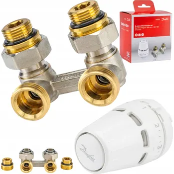 Hlavice pro radiátor ÚHLOVÁ TERMOSTATICKÁ SADA 1/2'' VENTILY + HLAVICE