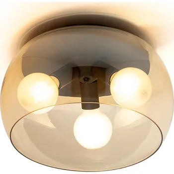 AMANDA stropní matná černá jantarové sklo 230V LED E27 3x15W
