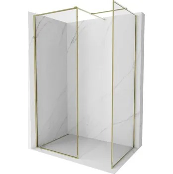 Mexen Kioto-F sprchová zástěna Walk-in s rámem 150 x 90 cm, transparentní 8 mm, zlatá - 800-150-202-04-50-090 Sprchové stěny