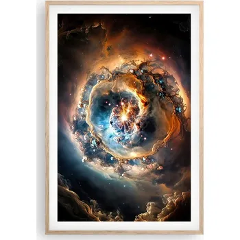 Obraz Obraz plakát v rámu světlý dub do obýváku 61x91 vesmír plakáty na zeď