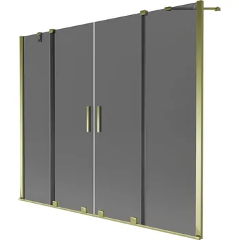 Vanová zástěna Mexen Velar Duo paravan na vanu, 2-dílný posuvný 200 x 150 cm, grafit, zlatý - 896-200-000-42-50 Vanové zástěny