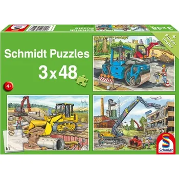Puzzle SCHMIDT Puzzle - Na staveništi (3 x 48 dílků)