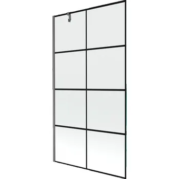 Vanová zástěna Mexen Next sprchový kout jednokřídlý 100 x 150 cm, černá mřížka, kartáčovaná barva gun gray - 895-100-000-00-77-66 Vanové zástěny