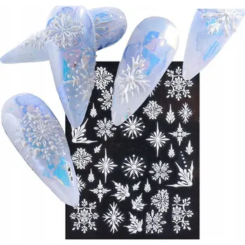 samolepka Samolepky 5D na nehty s vánočními motivy - SNĚHOVÉ VLOČKY E24