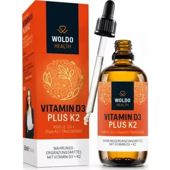 Vitamíny D3 + K2 (MK7) v MCT oleji, 50ml, 1800 kapek Woldo Health
