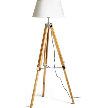 Stojací lampa ALVIS/AMBITUS 46 stojanová bílá bambus/chrom 230V LED E27 15W