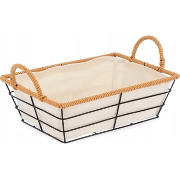 Úložný box KOŠÍK PRO SKLADOVÁNÍ KOVOVÝ S UCHYTY A VÝPLNÍ 30X14X19 CM