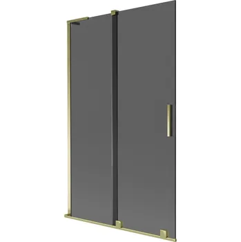 Vanová zástěna Mexen Velar L vanová zástěna 2křídlová posuvná 110 x 150 cm, grafitová, zlatá - 896-110-003-41-50 Vanové zástěny