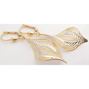 Náušnice Klenoty Budín Mohutné gravírované zlaté visací náušnice délka 5cm 585/2,78gr HK2077 (Klenoty Budín Mohutné gravírované zlaté visací náušnice délka 5cm 585/2,78gr HK2077)