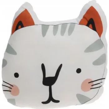 Polštář POLŠTÁŘ PRO DĚTI BAVLNĚNÝ DEKORAČNÍ POLŠTÁŘEK KOČKA 35 x 40 cm