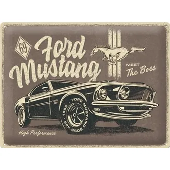 Plechová cedule NOSTALGIC ART cedule FORD MUSTANG THE BOSS brown