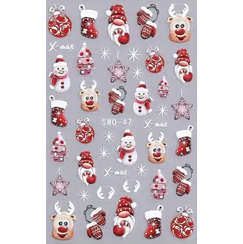 samolepka 5D Samolepky na nehty Vánoční sobové sněhové vločky Sněhové Vločky Claus R189