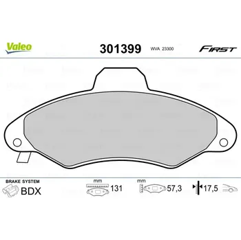 Brzdová destička Sada brzdových destiček, kotoučová brzda VALEO 301399