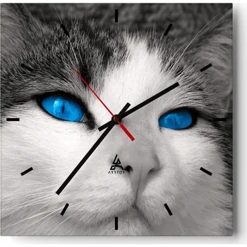 Hodiny Nástěnné hodiny do kuchyně 30x30 Zvířata Stylové hodiny na skle Loft Tiché