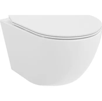 Klozet Mexen Lena WC mísa Rimless Tornado s pomalu sklopným slim sedátkem, duroplast, bílý lesk - 30224000T WC mísy