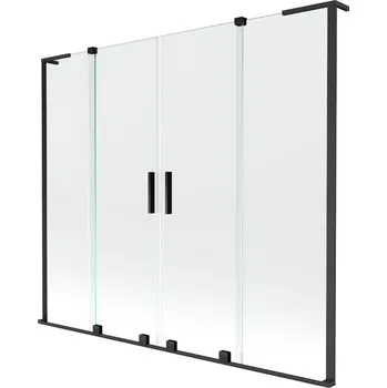 Vanová zástěna Mexen Velar L Duo vanová zástěna 2-křídlová posuvná 180 x 150 cm, transparentní, černá - 896-180-003-02-70 Vanové zástěny