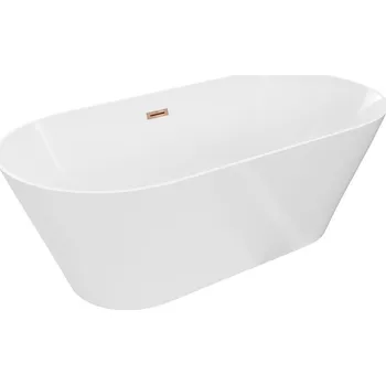 Vana Mexen Luna Slim volně stojící vana 170 x 75 cm, bílá, přepad růžové zlato - 52041707500-60 Volně stojící vany