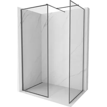 Mexen Kioto-F sprchová stěna Walk-in s rámem 80 x 75 cm, transparentní 8 mm, štětinová šedá - 800-080-202-04-66-075 Sprchové stěny