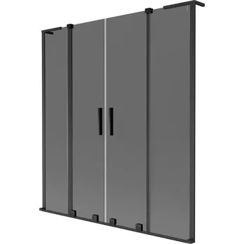 Vanová zástěna Mexen Velar L Duo sprchová zástěna dvoukřídlá posuvná 140 x 150 cm, grafit, černá - 896-140-003-42-70 Vanové zástěny