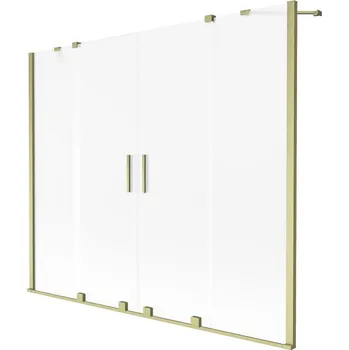 Vanová zástěna Mexen Velar Duo vanová zástěna 2-křídlová posuvná 180 x 150 cm, matná, zlato kartáčované - 896-180-000-32-55 Vanové zástěny