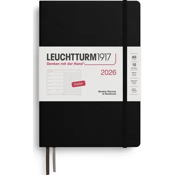 Diář Weekly Planner & Notebook 2026 Medium (A5) Black - tečkovaný