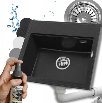 Granitový dřez Jednokomorový granitový dřez Granitan FOXAL černý