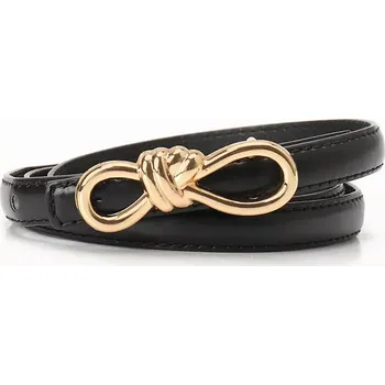 Opasek Lifestyle Dámský tenký pásek na šaty s mašlí DUVAL Černý 100 cm