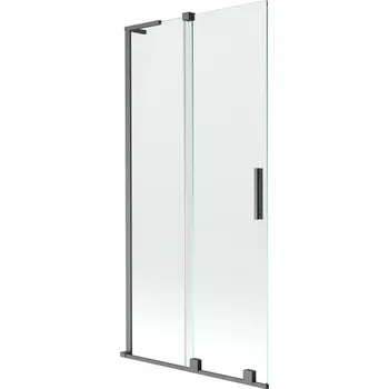 Vanová zástěna Mexen Velar L posuvná dvoukřídlá vanová zástěna 95 x 150 cm, transparentní, kartáčovaná gun šedá - 896-095-003-01-66 Vanové zástěny