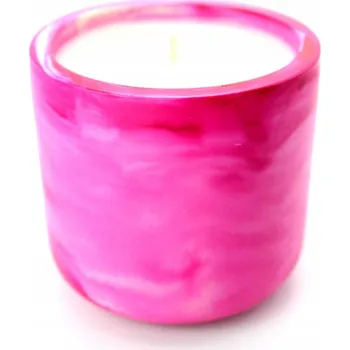 Svíčka Vonná sójová svíčka – růžová nádoba ze sádry, ruční výroba