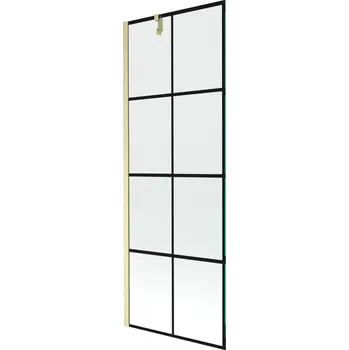Vanová zástěna Mexen Next vanová zástěna 1-křídlová 70 x 150 cm, černá mřížka, zlatý kartáčovaný - 895-070-000-00-77-55 Vanové zástěny