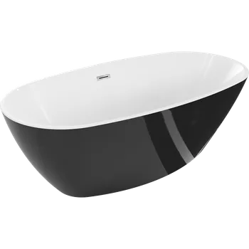 Vana Mexen Eris volně stojící vana 180 x 95 cm, bílá/černá, přepad chrom - 53441809575-01 Volně stojící vany