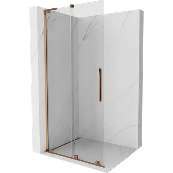 Mexen Velar L posuvná sprchová stěna Walk-in 100 x 200 cm, transparentní 8 mm, růžové zlato - 871-100-003-03-60 Sprchové stěny